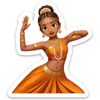 cinematic-realistic-bharatanatyam-dance-emoji,-depicted-as-an-elegant-classical-indian-dance-performance-with-graceful-poses,-intricate-costumes,-and-expressive-hand-gestures,-rendered-with-rich-textures-and-warm-dramatic-lighting, single dancer sticker