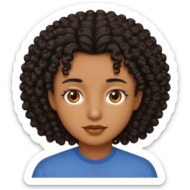brown soft tone of skin, curly black hair, brown eyes sticker