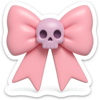 pink gothic bow with skull charm, gothic style, vinyl figure, dramatic details sticker
