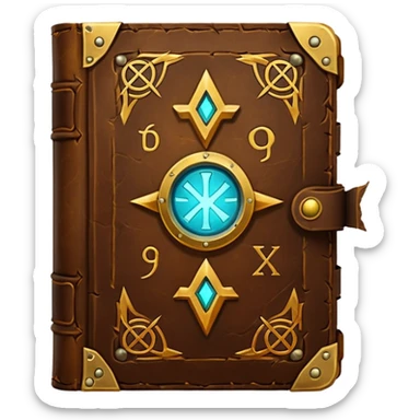 Spell Book – Old leather book with glowing runes and bookmarks sticker