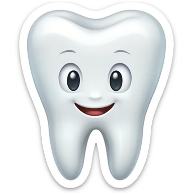 a bright white cartoon tooth sticker