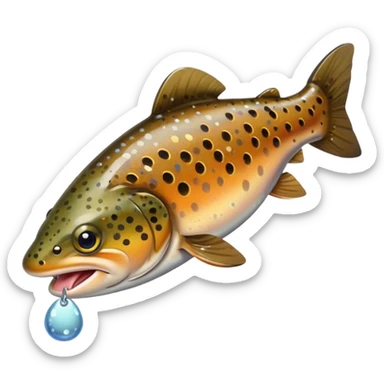 brown trout with mouse in its mouth  sticker