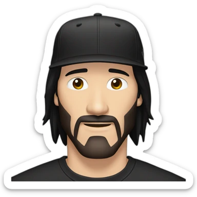 keanu reeves with a black addidas cap sticker