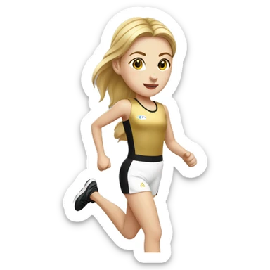 White Girl runner wearing gold and black uniform  sticker