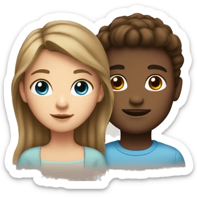 Girl with brown hair and brown eyes with a boy that has dark blonde hair with blue eyes  sticker