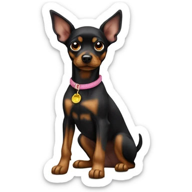 black brindle tan pinscher big ears sticker