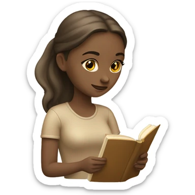 Girl reading a book. In beige tones  sticker