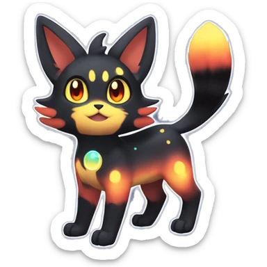 Shiny Sparkly Litten-Umbreon with gradient Nebula-colored markings full body sticker