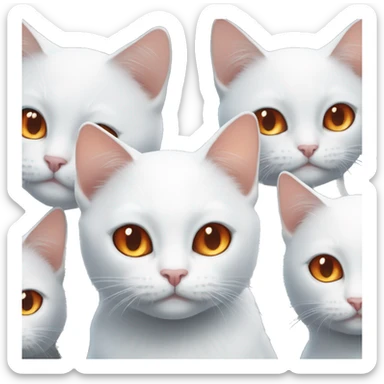 white and red cat with orange eyes together with white and black cat with blue eyes sticker