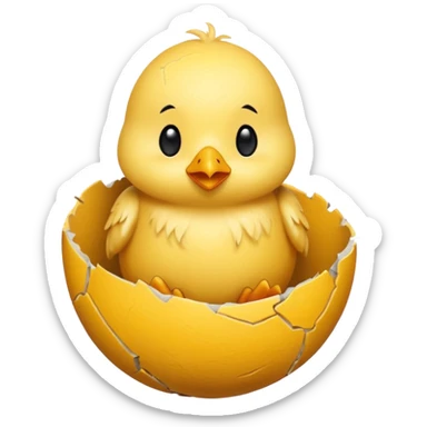 cartoon chick sitting inside a cracked eggshell sticker