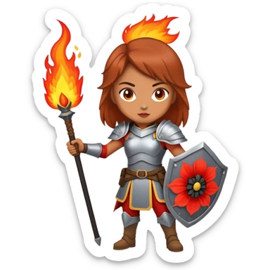Young female warrior with fire powers inspired by The Poppy War sticker