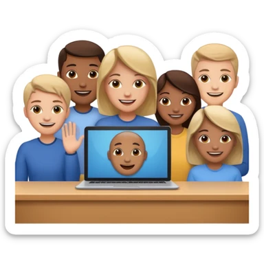 video meeting via laptop smiling people  sticker