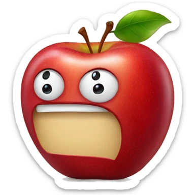 Red apple with a face sticker