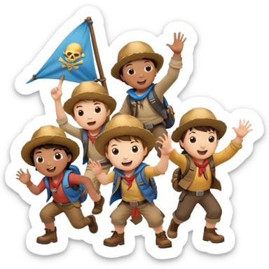 group of kids from the Goonies on adventure sticker