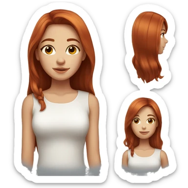 Very beautiful red-haired girl with brown eyes, straight hair sticker