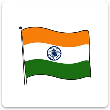Indian flag with saffron, white, and green horizontal stripes and blue Ashoka Chakra wheel in the center sticker