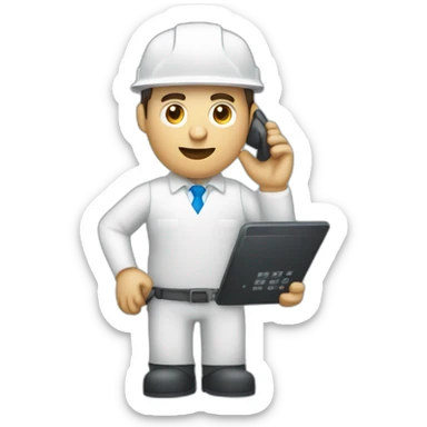 Trabajador con telefono motorola con numeros en la mano sticker