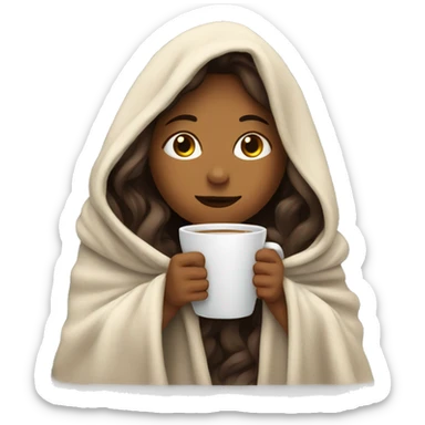 girl inside a blanket sipping coffee eyes closed sticker