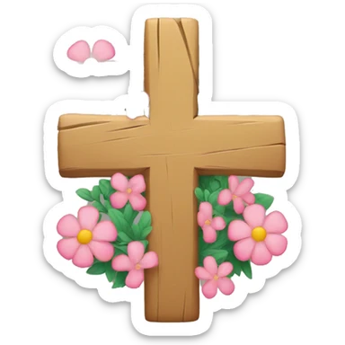 cross with flowers wrapped around sticker
