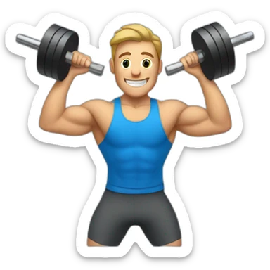 blue sweater with smiling guy workout in gym sticker