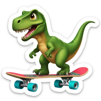 Dinosour riding skateboard sticker