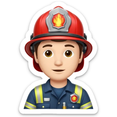 firefighter man brunette sticker