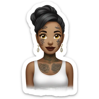 A lash artist with face tattoes saying thank you sticker