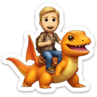 Ryan gosling riding a charmander sticker