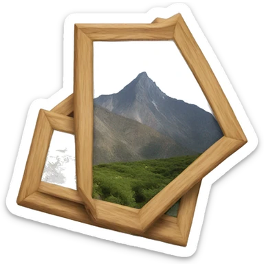 a photo frame of a mountain  sticker