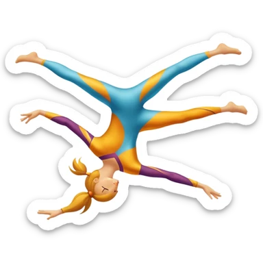 A dynamic emblem symbolizing acrobatic sports, featuring an abstract representation of an acrobat mid-performance, performing a graceful flip or aerial pose. The emblem should incorporate sleek lines and shapes that evoke motion and precision, with a clean, professional look. sticker