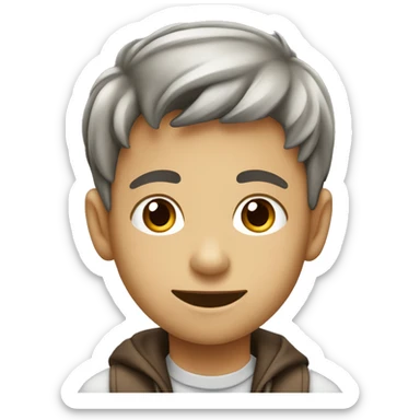 niño de 13 años con canisa gris y hojos de color cafe sticker
