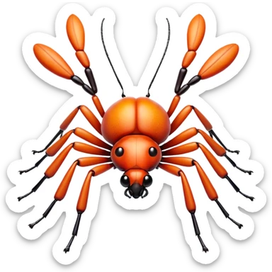 3D iPhone style emoji of a cute bug, colorful and detailed, six legs, shiny exoskeleton, isolated on white background, soft shadows, high detail, playful and cute. sticker