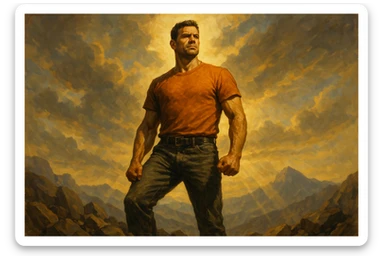 uomo che accoglie le sfide della vita e le supera senza paura sticker