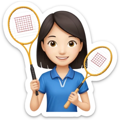 ancient hanbook girl with badminton racket sticker