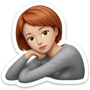 a woman, alone, short hair, light skin, auburn hair, laying on her side, facing away. do not include other people, faces, or characters sticker