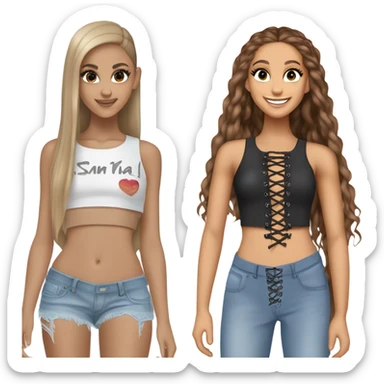 Ariana grande wearing a Shakira lace up croc top and short jeans  sticker