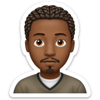 Hazme un emoji de un hombre negro con trenzas cortas, pero no tanto y una pequeña perilla sin bigote sticker
