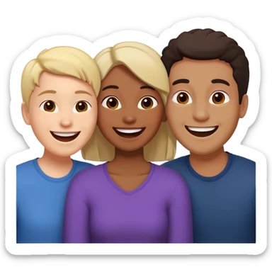 Three friends talking and looking each other, please keep 4th wall. sticker