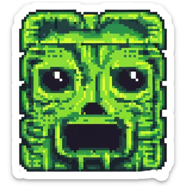 blocky pixelated Minecraft creeper face emoji, less realistic sticker