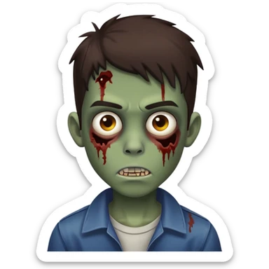 boy zombie teen with dark brown hair medium sticker