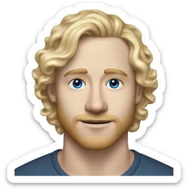 3/4 profile light curl blonde 30yo man blue eyed pale skin sticker