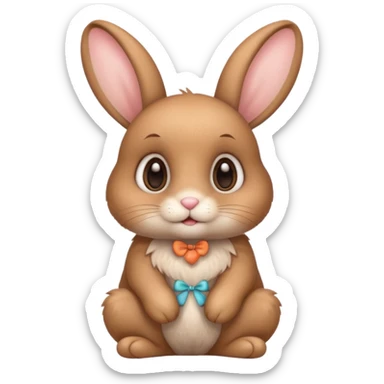 a sitting cute light brown bunny with big cute eyes  sticker
