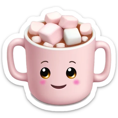 Light Pink mug of hot chocolate with marshmallows  sticker