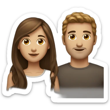 light brown hair man and dark brown long hair woman sticker
