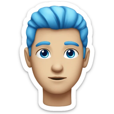 Serious Caucasian boy with blue eyes and blue hair sticker