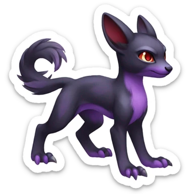 Cute cool dark black red purple animal hybrid Fakemon full body sticker