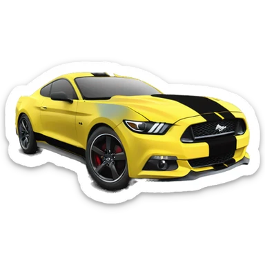 Create me an emoji of a 2015 Mustang GT, yellow with tinted windows and windshield. black wheels. No stripes sticker