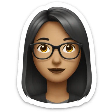 A salt and peppered blunt hair girl with glasses.  sticker
