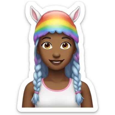 Girl-with-raibow-unicorn-hat sticker
