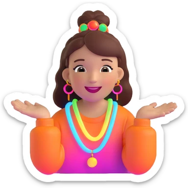 girl with glowing accessories, joyful expression, vibrant colors sticker